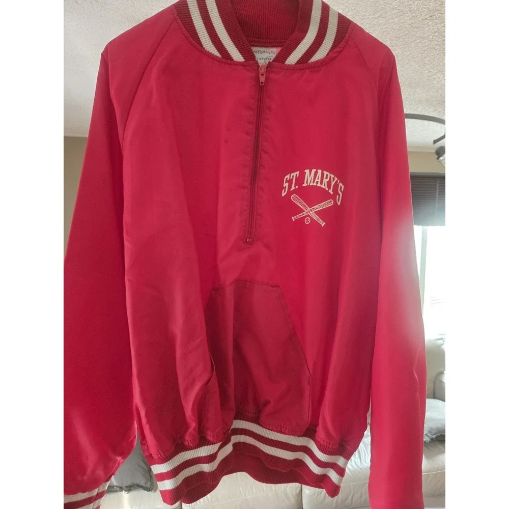 Vintage St Mary's Baseball Satin Jacket USA Made Otterwear Harvard Clothing Red